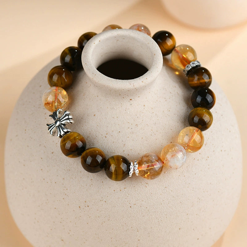 Natural crystal, topaz bracelet, tiger eyes