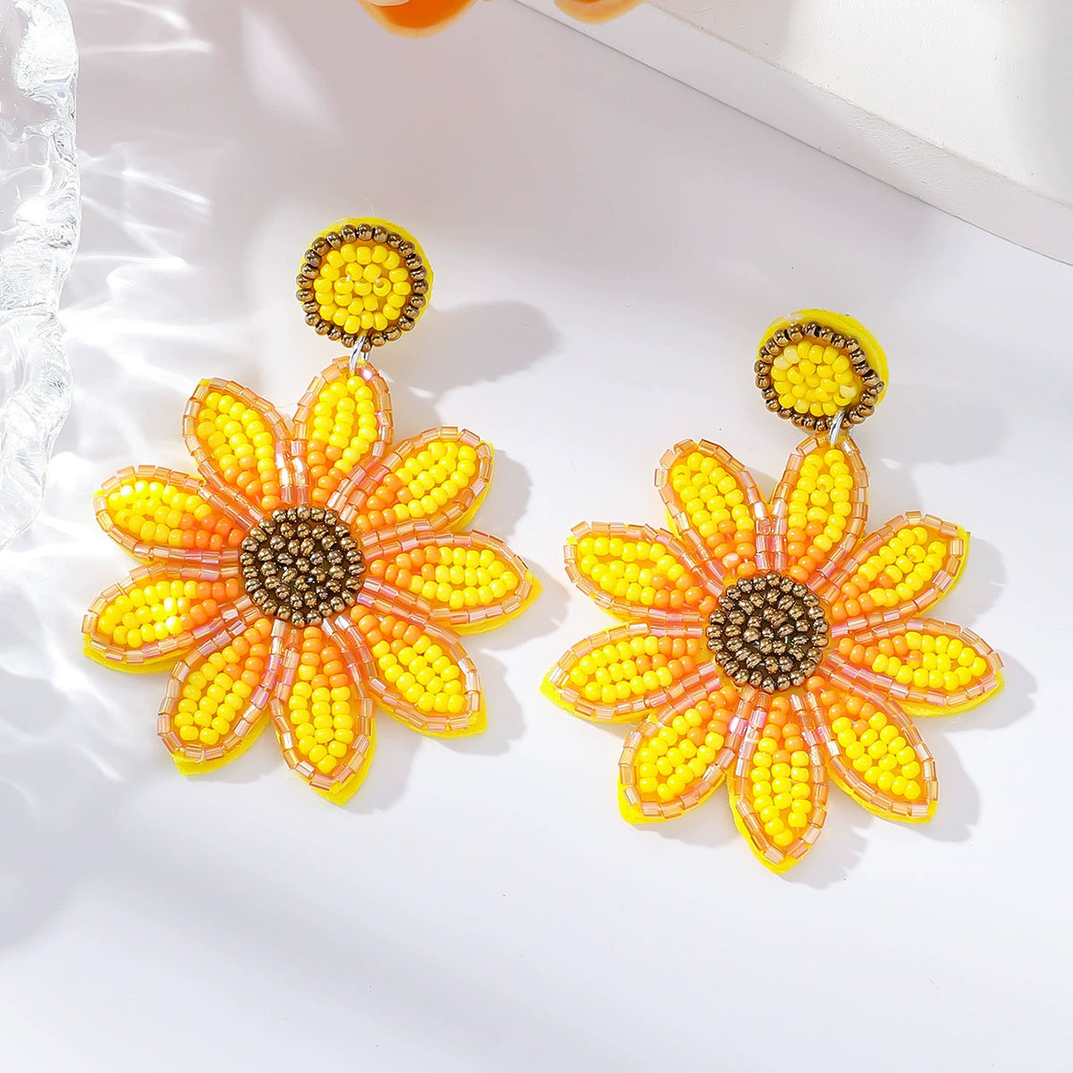 Bohemian sunflower rice earrings