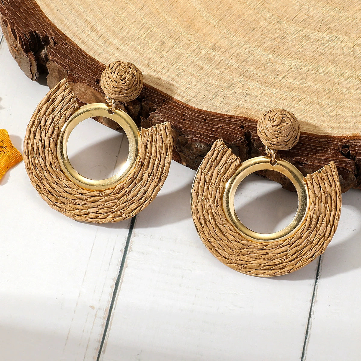 Hand-woven raffia earrings