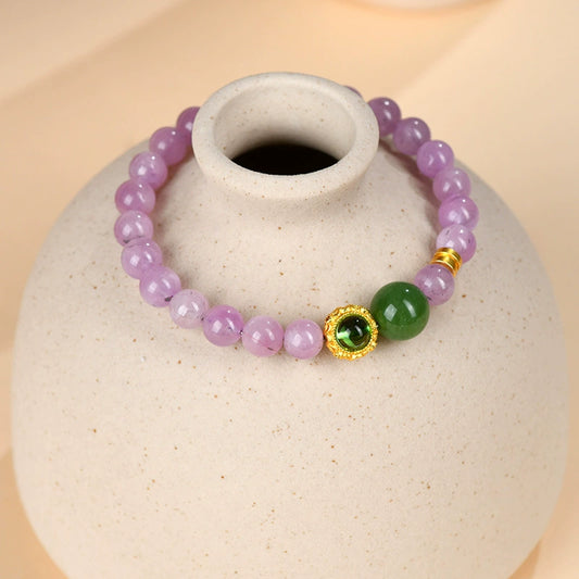 Natural crystal, kunzite bracelet