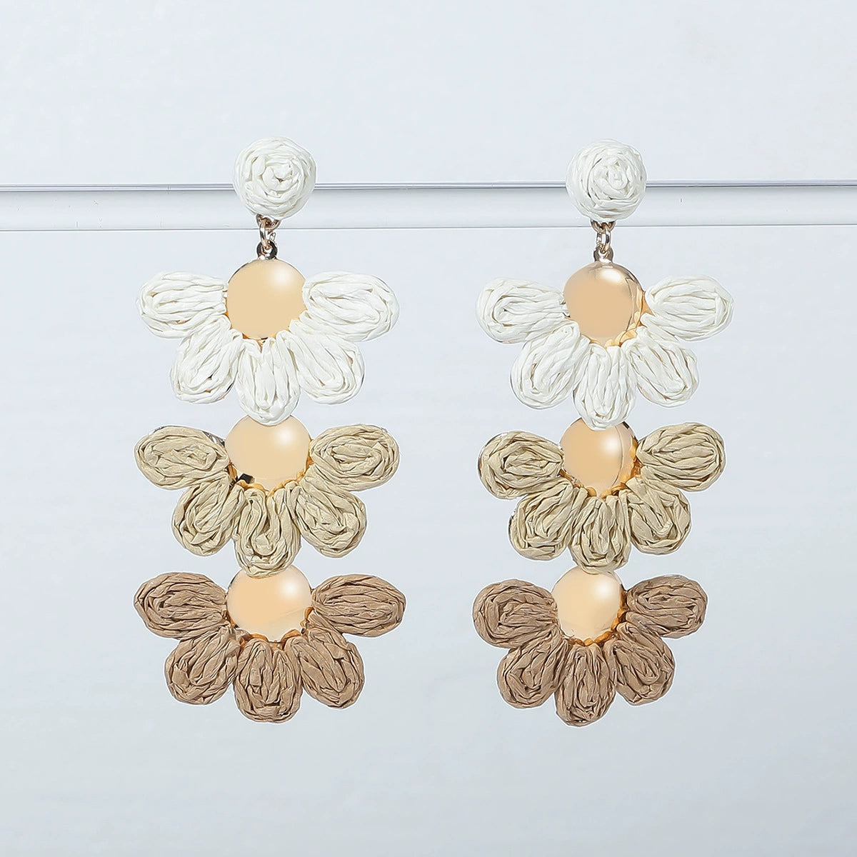 Colorful raffia flower earrings