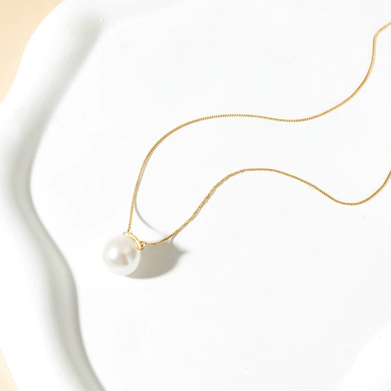 925 sterling silver gold-plated pearl necklace