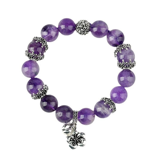 Natural amethyst large grain bead bracelet, peach blossom