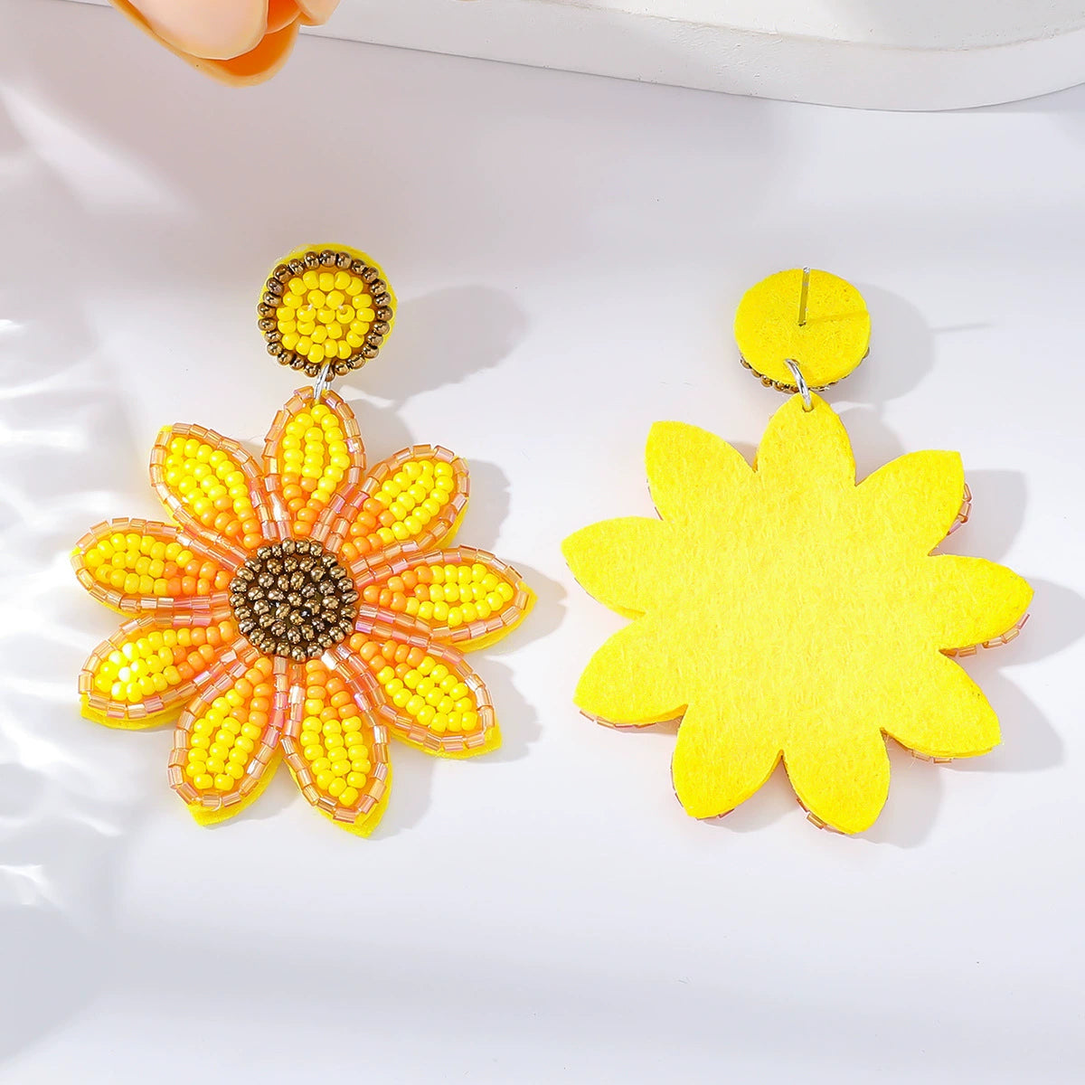 Bohemian sunflower rice earrings