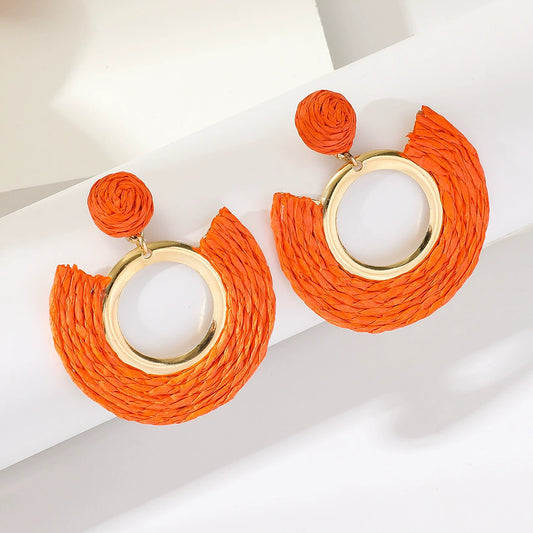 Hand-woven raffia earrings